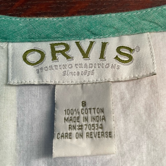Orvis Vintage Patchwork Shirt Jacket Collarless Lined 100% Cotton size 8 - Picture 13 of 14